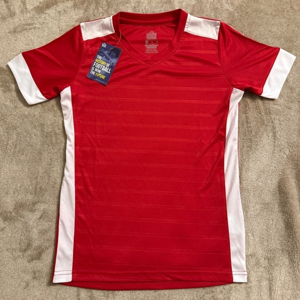Admiral Derby Jersey Red White Kids Youth Medium VaporDraw Soccer Shirt 1016